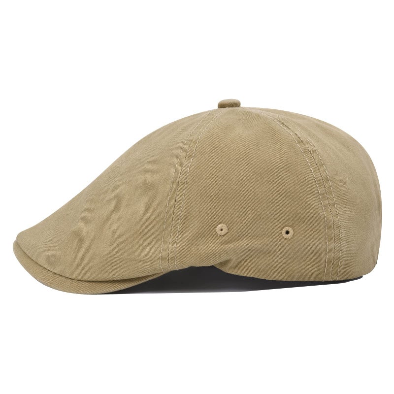 VOBOOM Cotton Washing Flat Cap Cabbie Hat Gatsby Ivy Irish Hunting Newsboy (Khaki) - Image 3